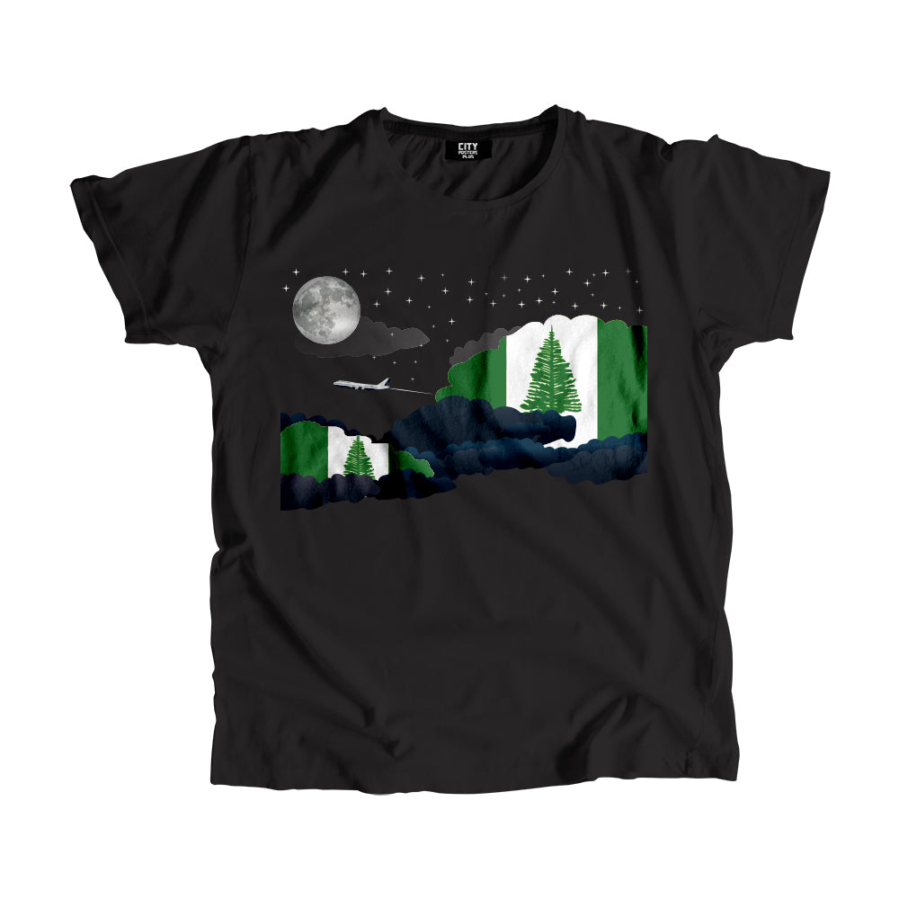 Norfolk Island Flags Night Clouds Unisex T-Shirt