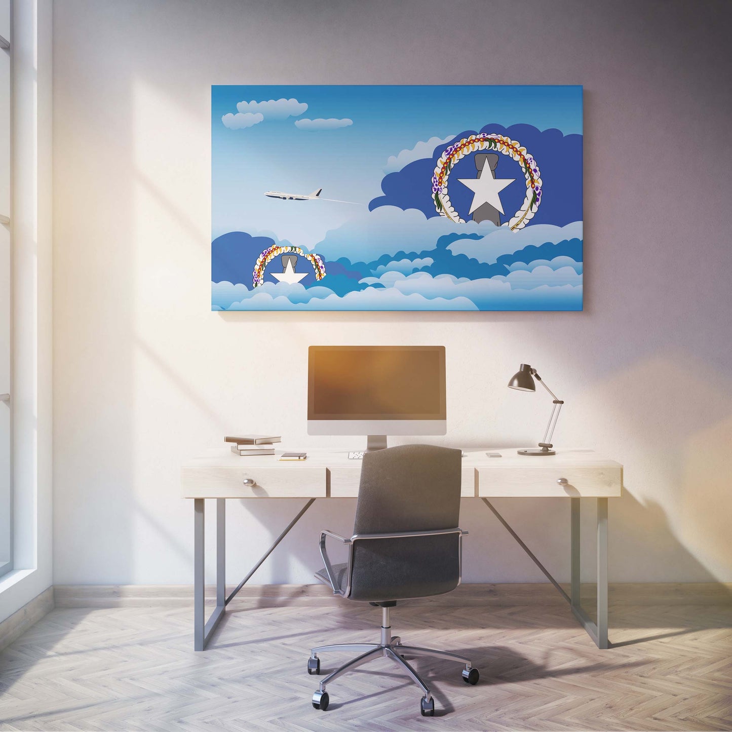 Northern Mariana Islands Flags Day Clouds Canvas Print Framed