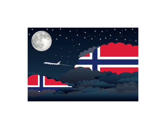 Norway Flags Night Clouds Canvas Print Framed