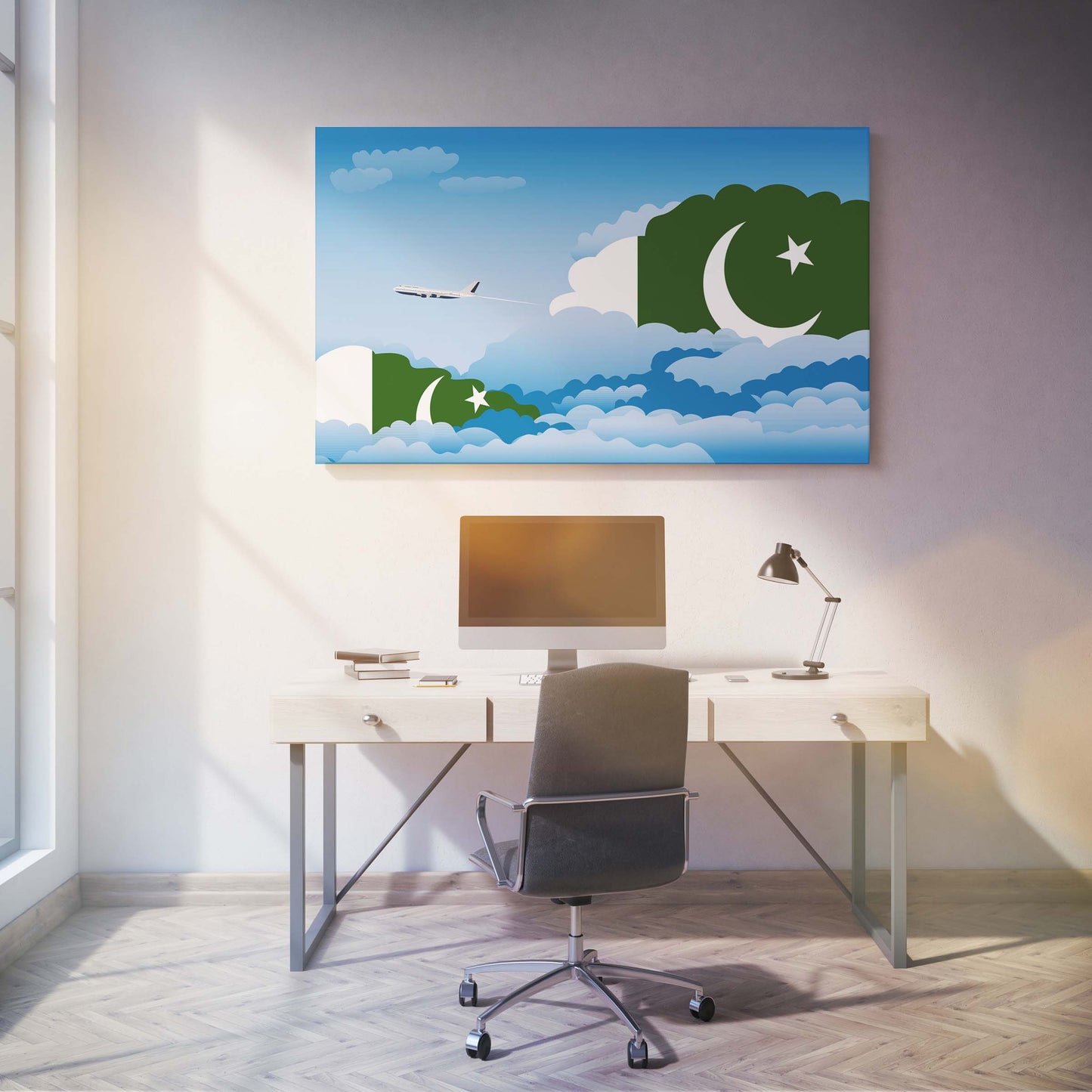 Pakistan Day Clouds Canvas Print Framed