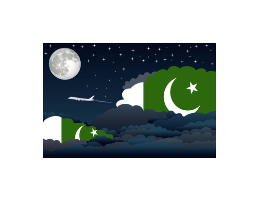 Pakistan Flags Night Clouds Canvas Print Framed