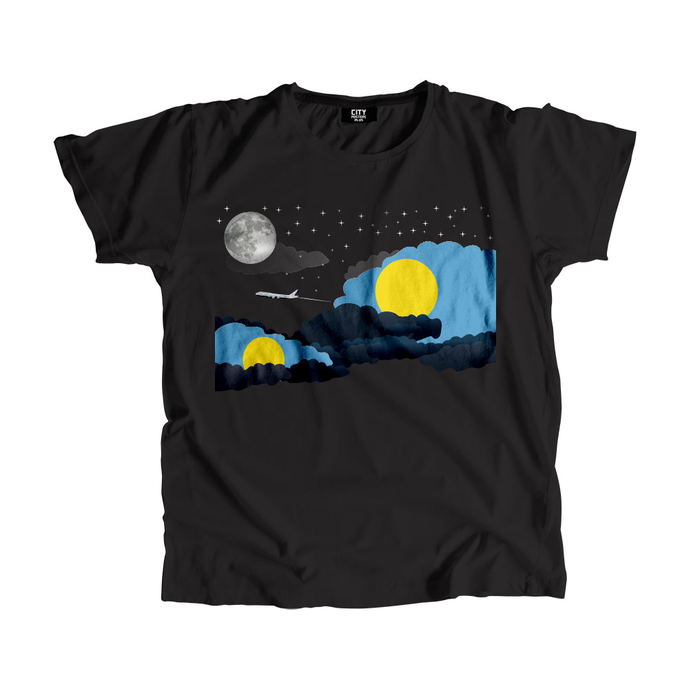 Palau Flags Night Clouds Unisex T-Shirt