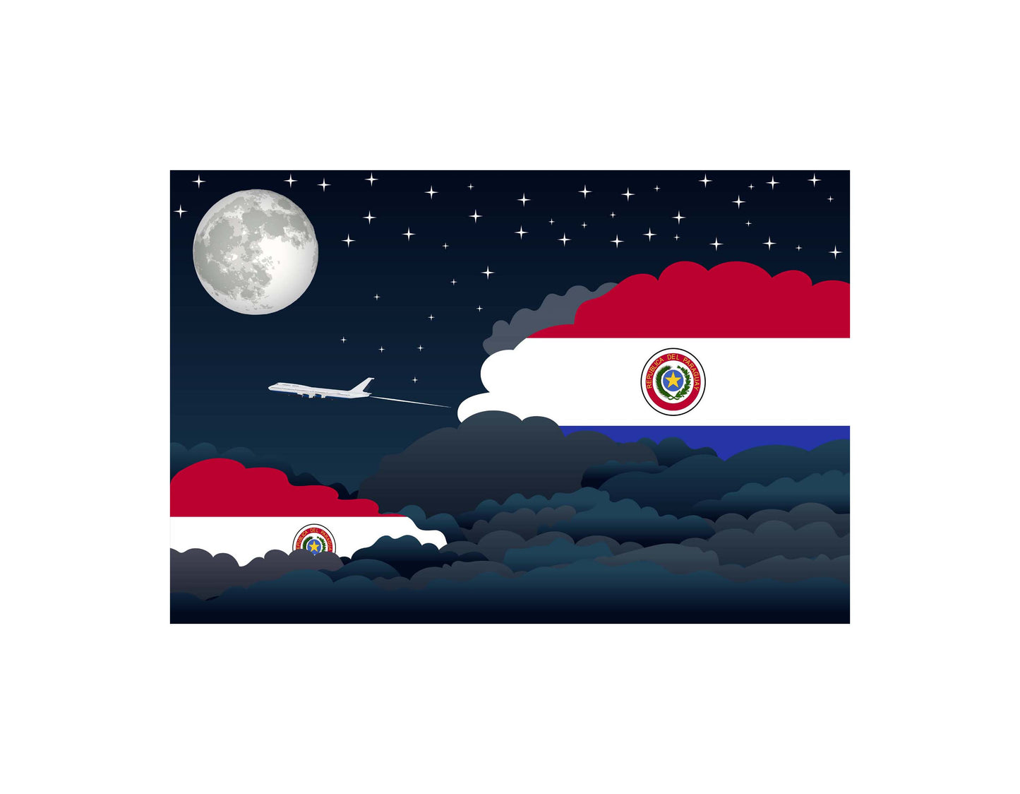 Paraguay Flags Night Clouds Canvas Print Framed