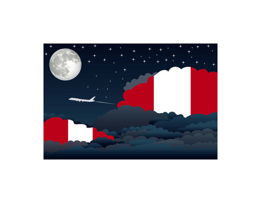 Peru Flags Night Clouds Canvas Print Framed