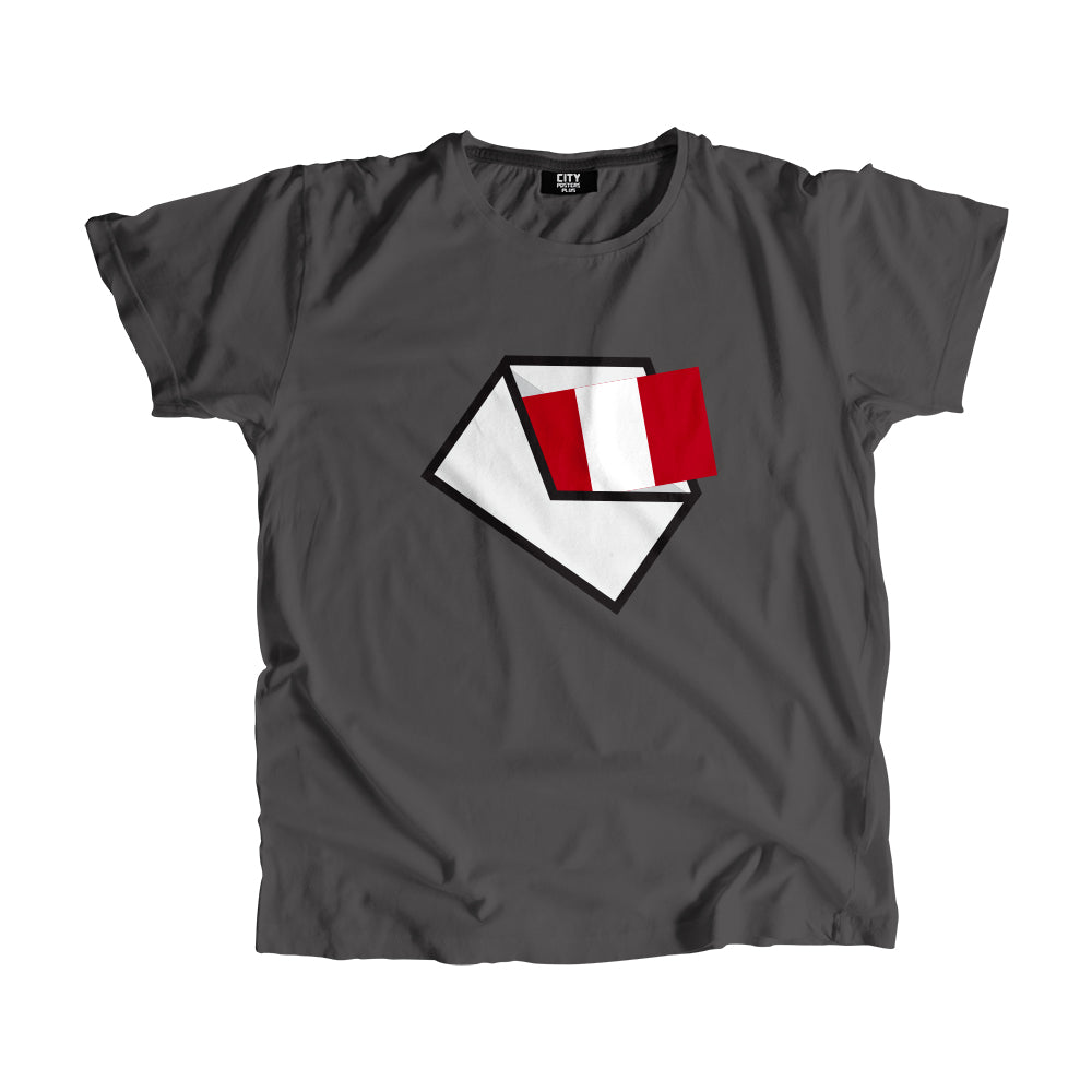 Peru Flag Mail Men Women Unisex T-Shirt