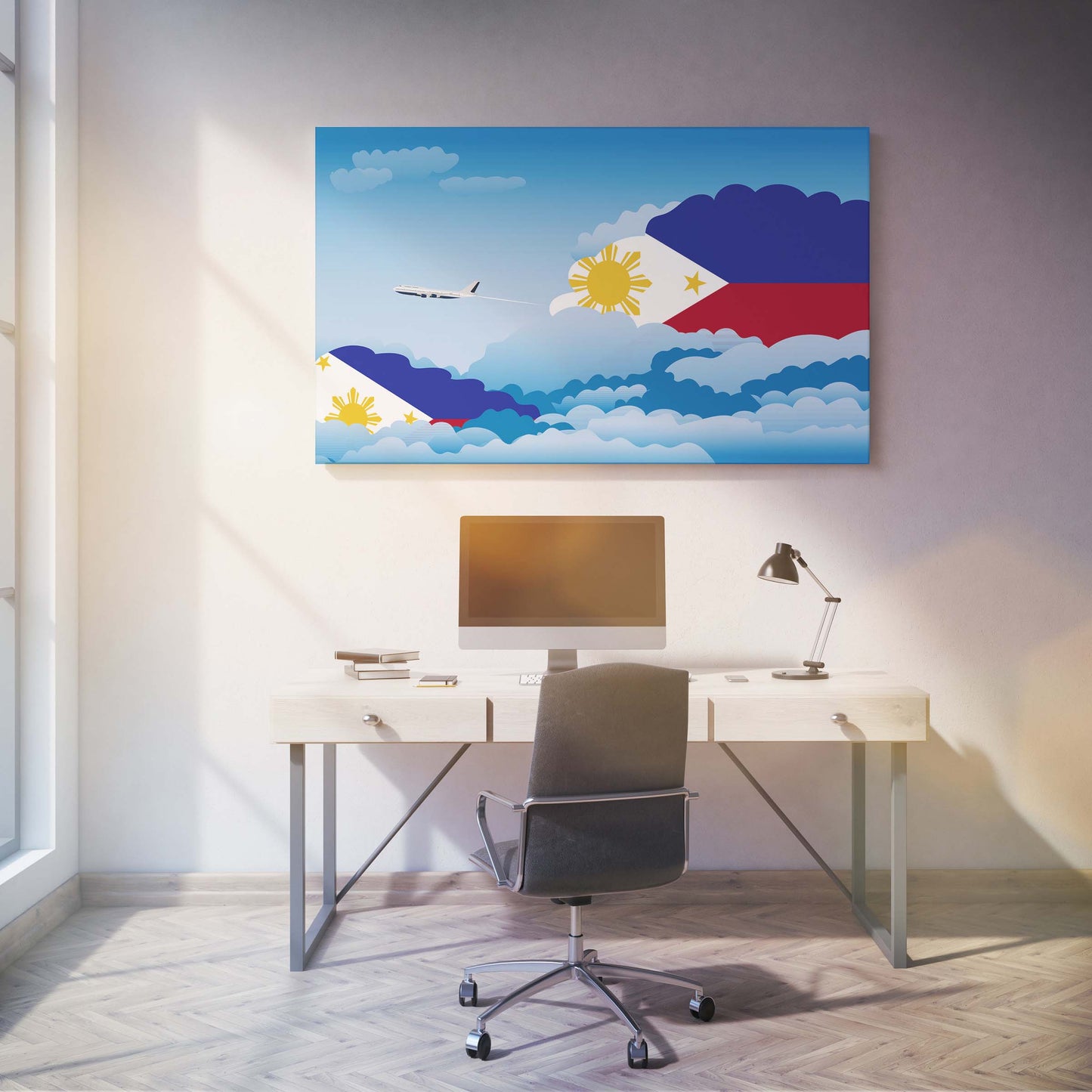 Philippines Flags Day Clouds Canvas Print Framed