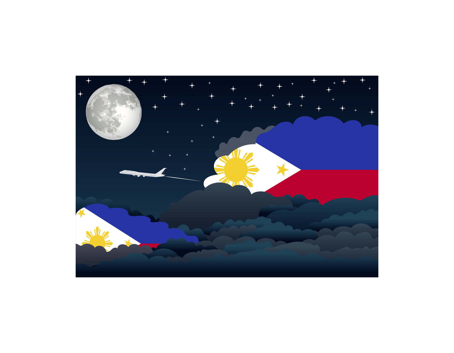 Philippines Flags Night Clouds Canvas Print Framed