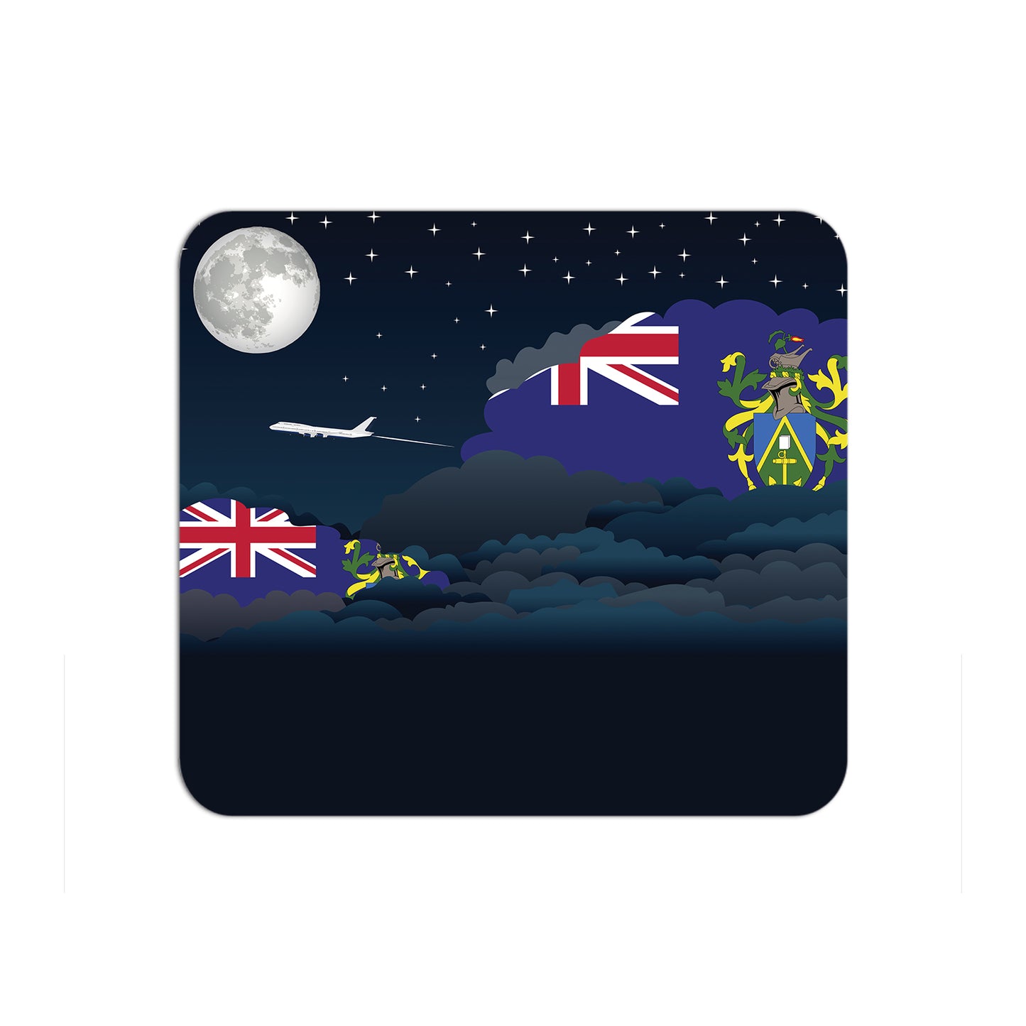 Pitcairn Islands Flag Night Clouds Mouse pad 