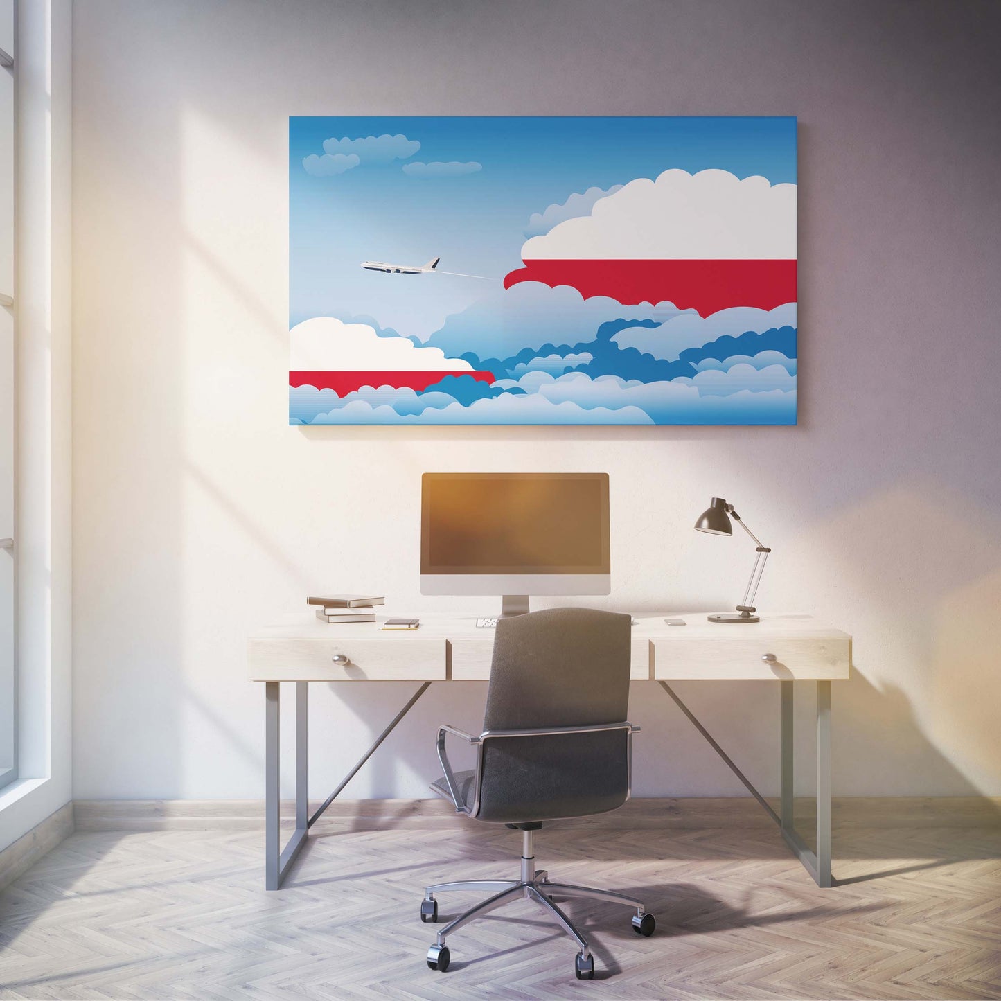 Poland Flags Day Clouds Canvas Print Framed