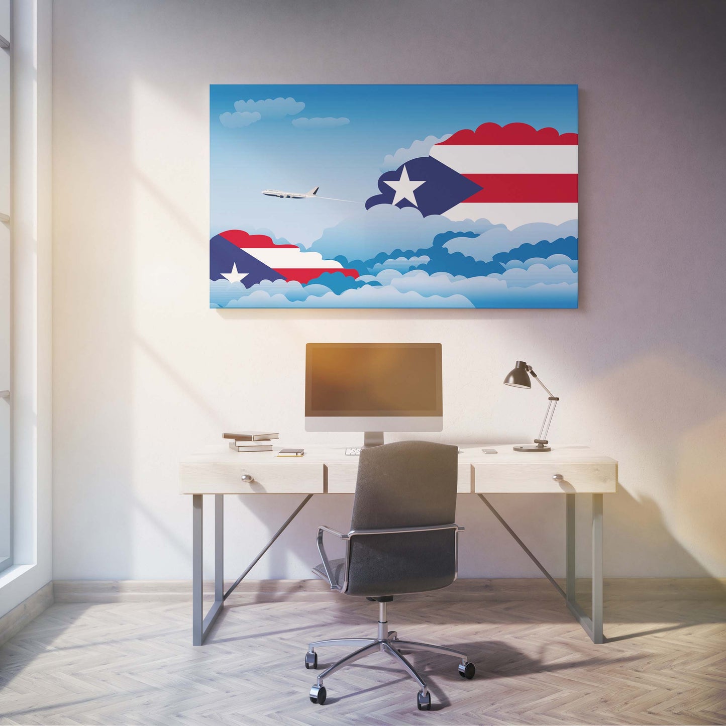 Puerto Rico Day Clouds Canvas Print Framed