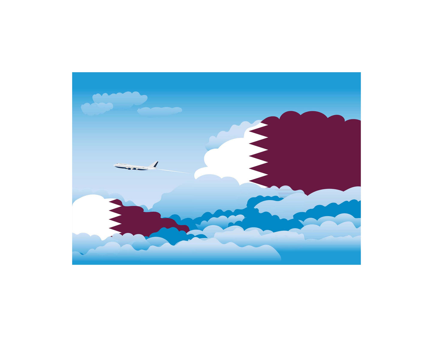 Qatar Flags Day Clouds Canvas Print Framed