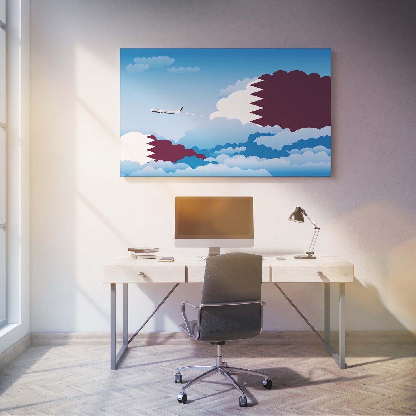 Qatar Day Clouds Canvas Print Framed