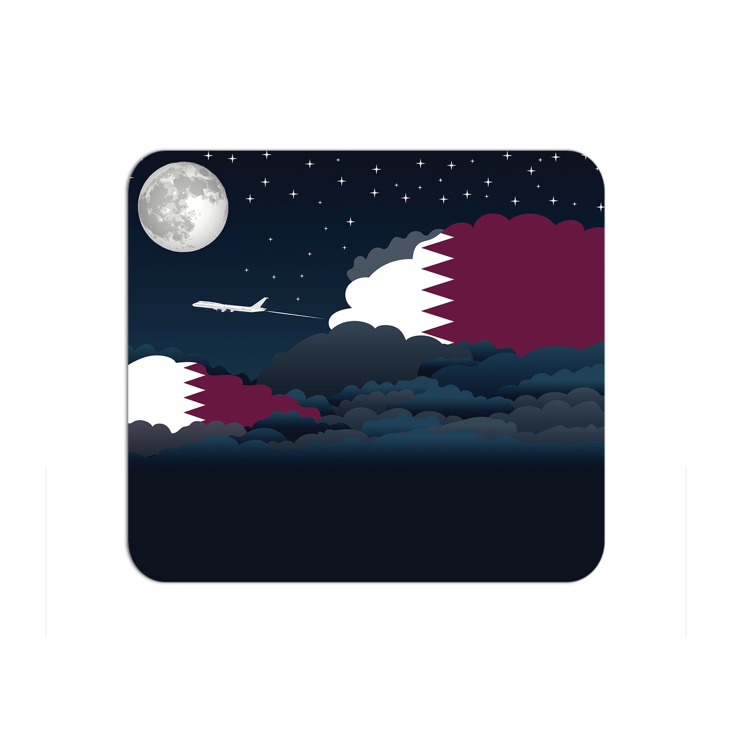 Qatar Flag Night Clouds Mouse pad 