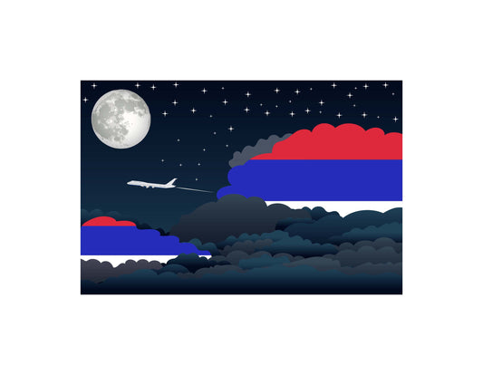 Republika Srpska Flags Night Clouds Canvas Print Framed