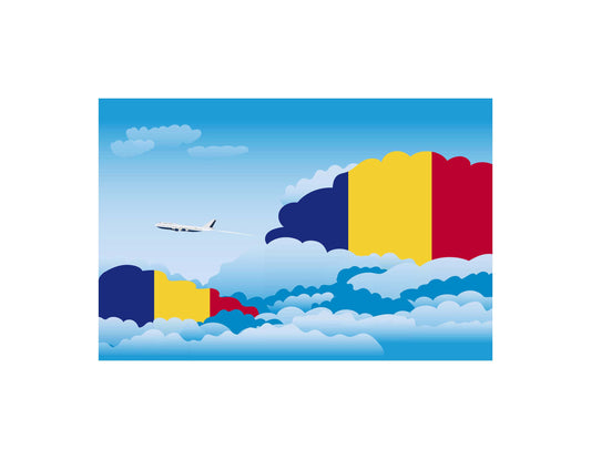 Romania Flags Day Clouds Canvas Print Framed