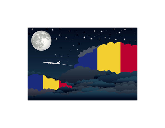 Romania Flags Night Clouds Canvas Print Framed