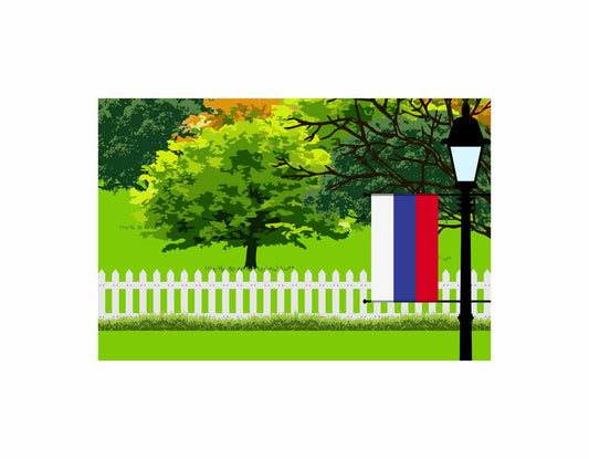 Russia Flags Trees Street Lamp Canvas Print Framed
