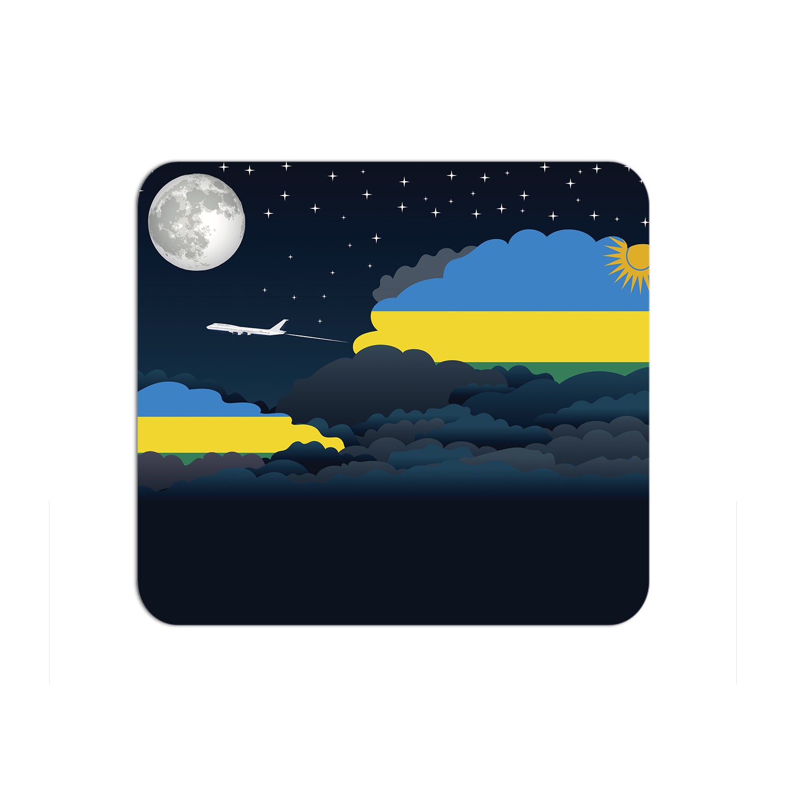 Rwanda Flag Night Clouds Mouse pad 