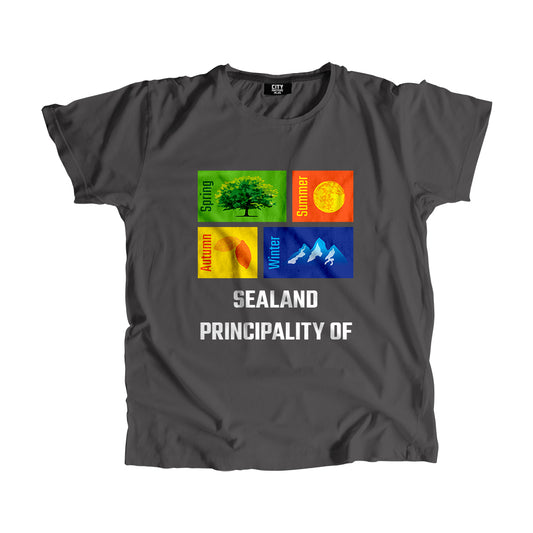 SEALAND PRINCIPALITY OF Seasons Unisex T-Shirt (Charcoal Grey)