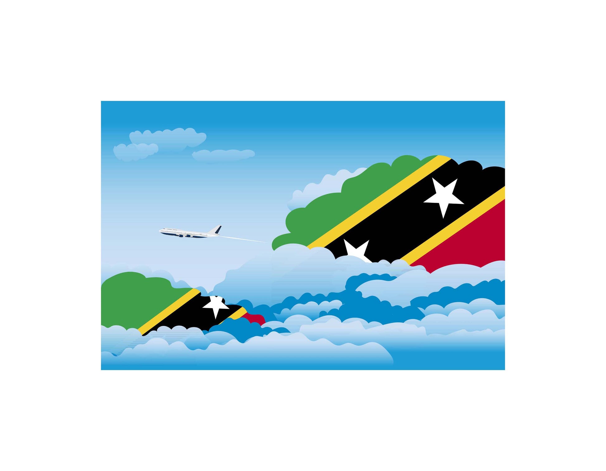 Saint Kitts and Nevis Flags Day Clouds Canvas Print Framed