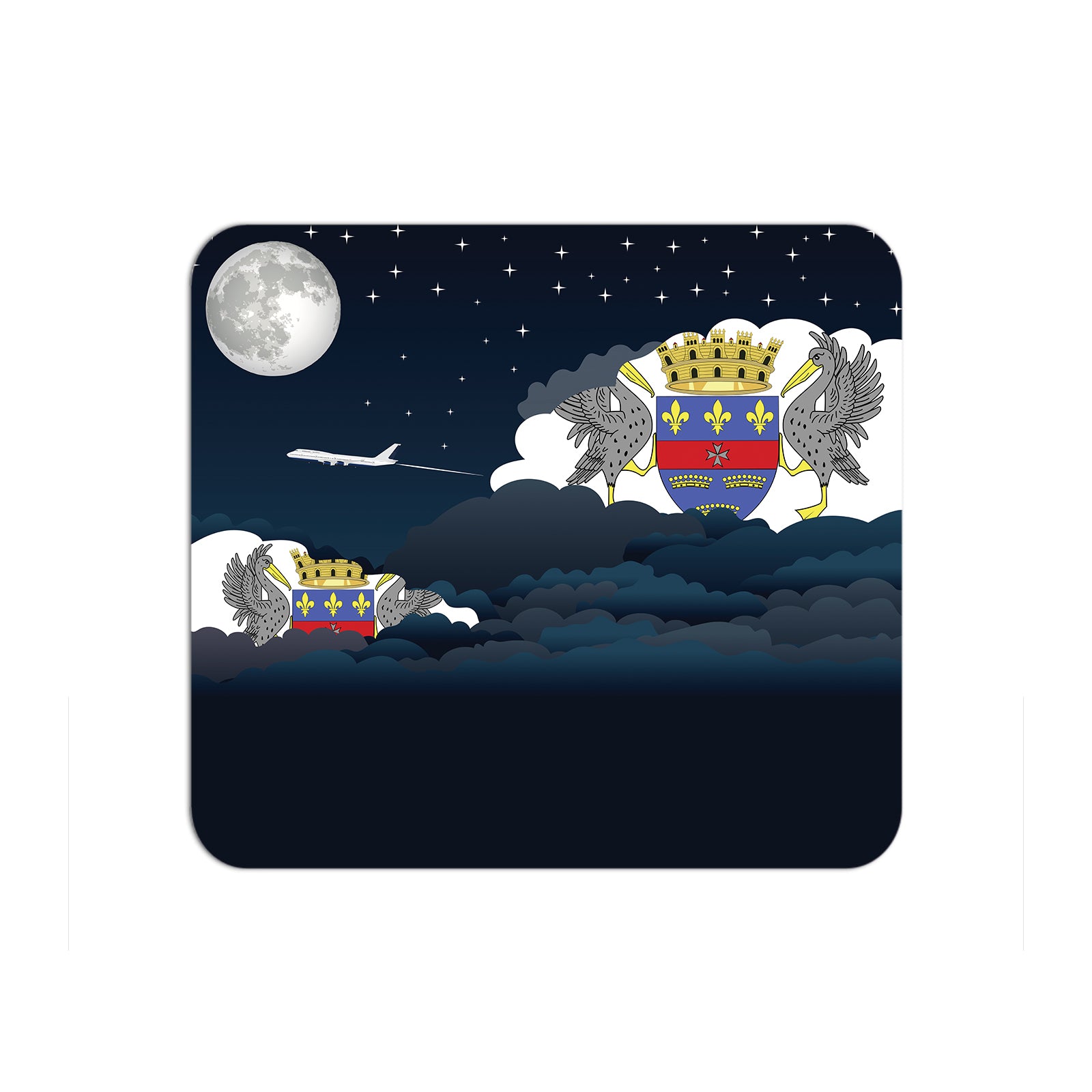 Saint Barthelemy Flag Night Clouds Mouse pad 