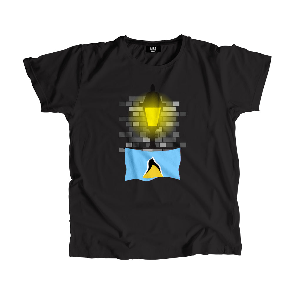 Saint Lucia Flag Street Lamp Bricks Unisex T-Shirt