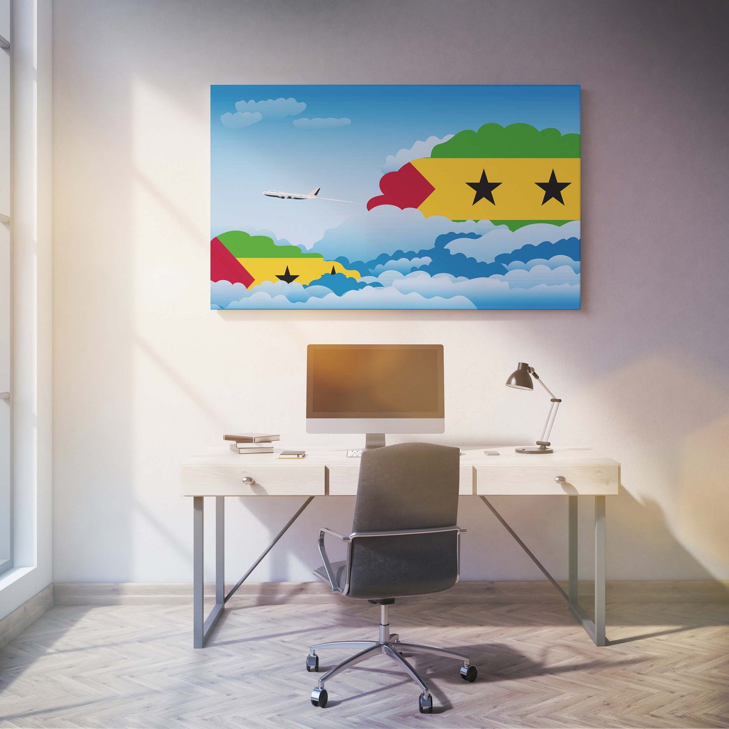 Sao Tome and Principe Day Clouds Canvas Print Framed