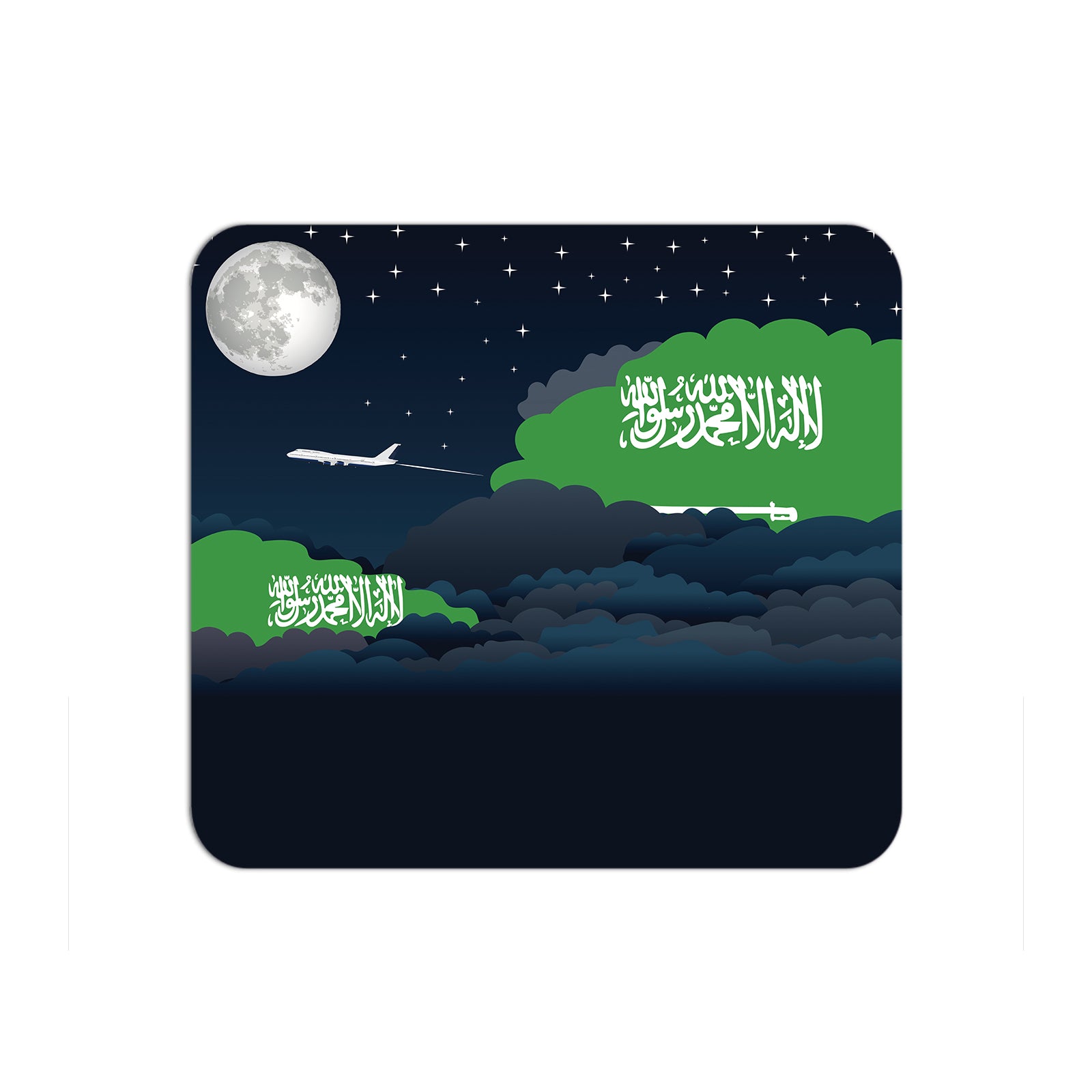 Saudi Arabia Flag Night Clouds Mouse pad 