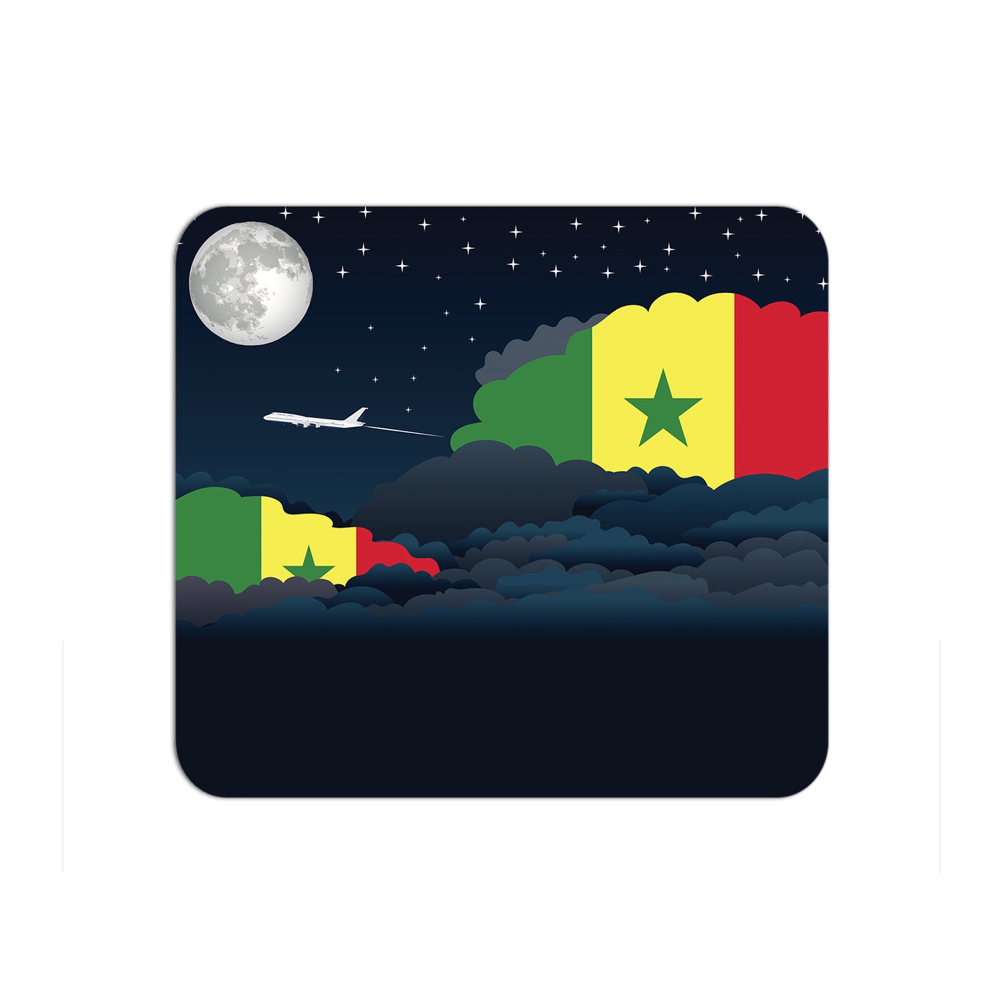 Senegal Flag Night Clouds Mouse pad 