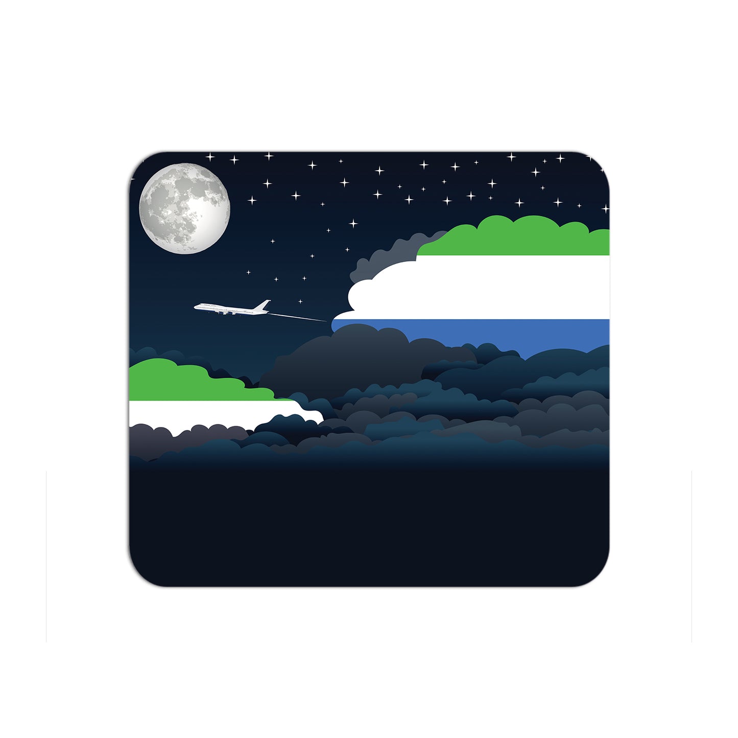 Sierra Leone Flag Night Clouds Mouse pad 