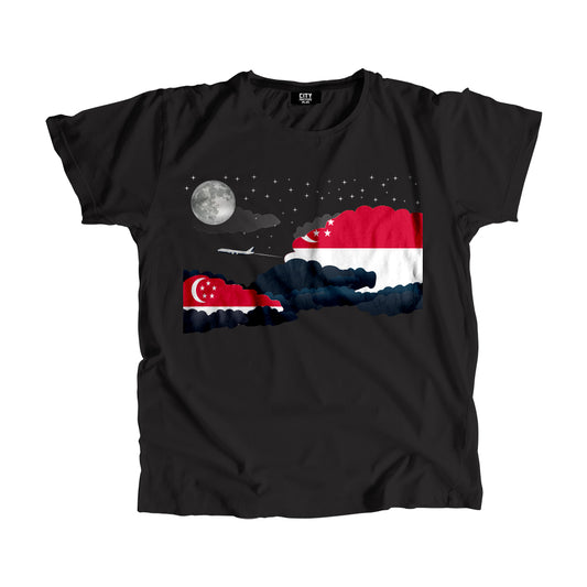 Singapore Flags Night Clouds Unisex T-Shirt