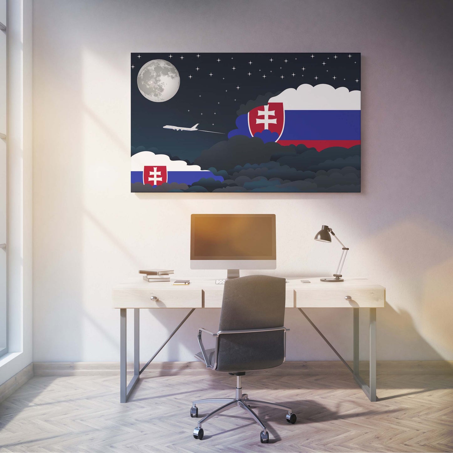 Slovakia Night Clouds Canvas Print Framed