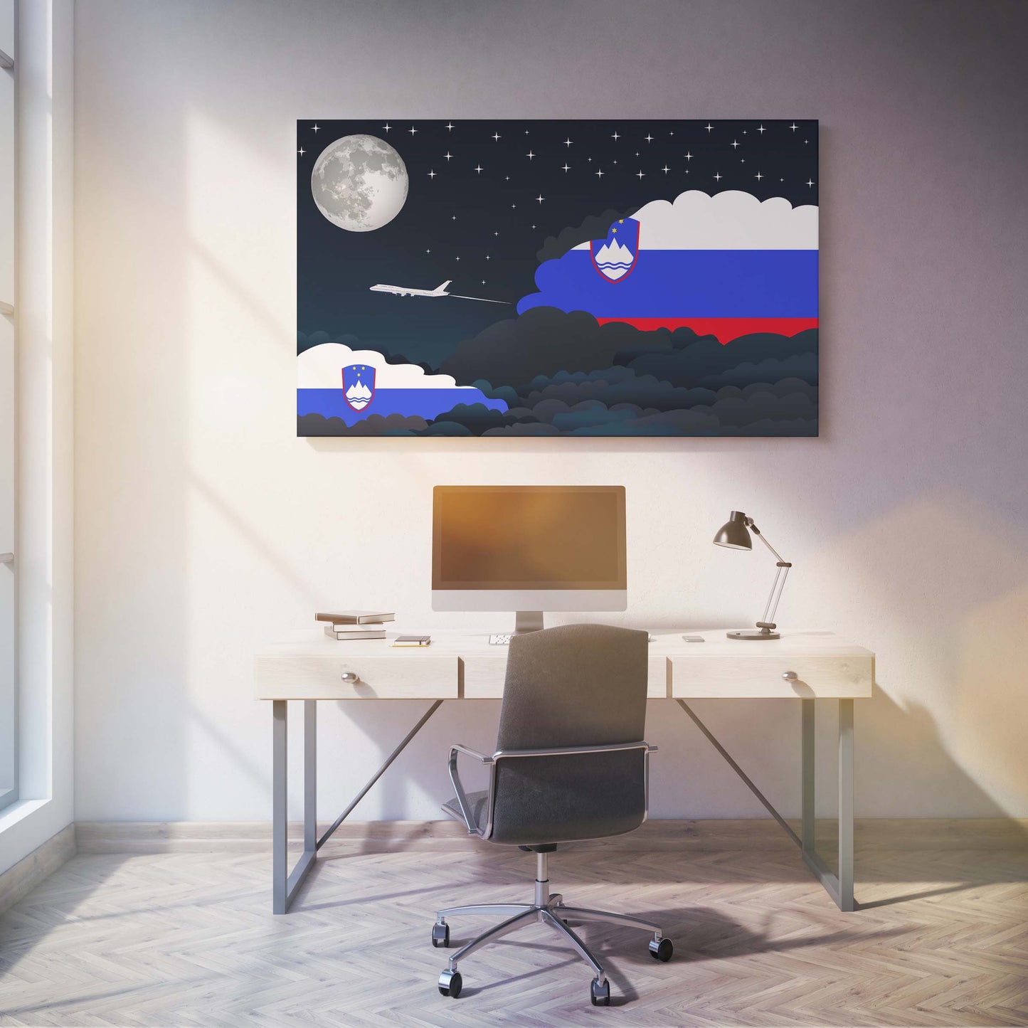 Slovenia Night Clouds Canvas Print Framed