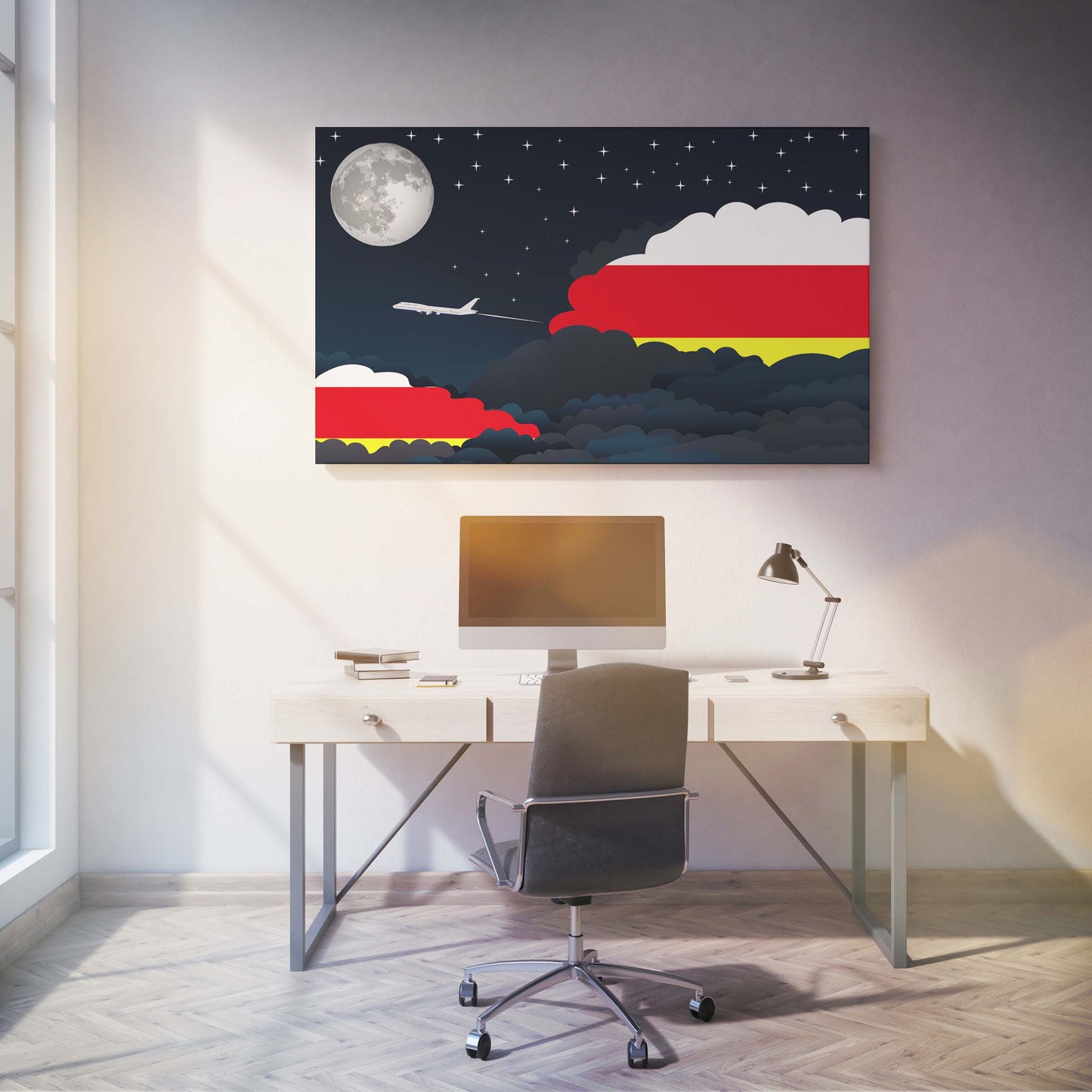 South Ossetia Night Clouds Canvas Print Framed