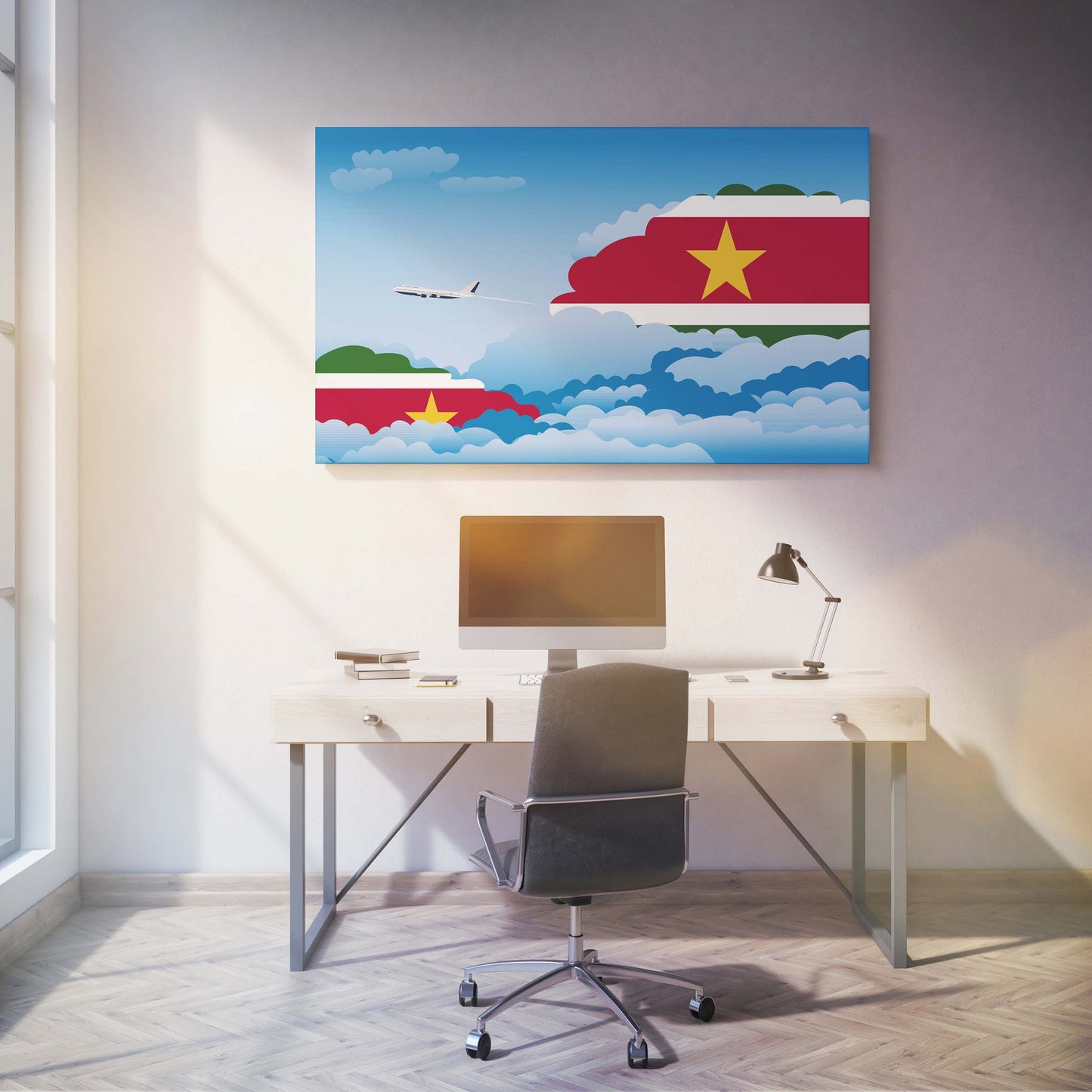 Suriname Flags Day Clouds Canvas Print Framed