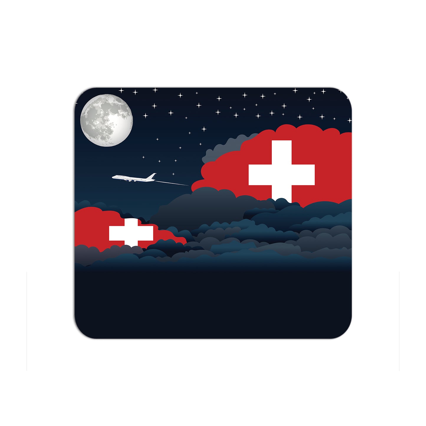 Switzerland Flag Night Clouds Mouse pad 