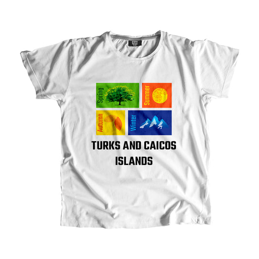 TURKS AND CAICOS ISLANDS Seasons Unisex T-Shirt (White)