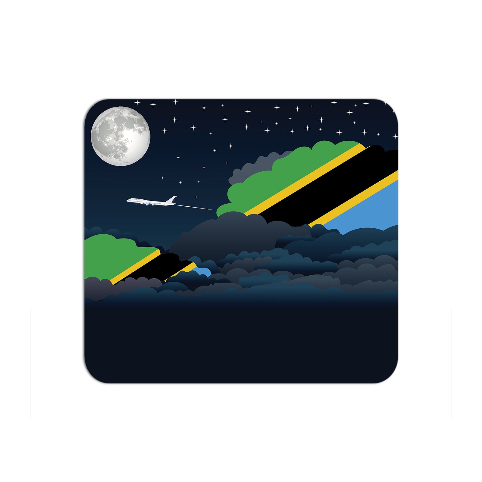 Tanzania Flag Night Clouds Mouse pad 