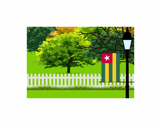 Togo Flags Trees Street Lamp Canvas Print Framed