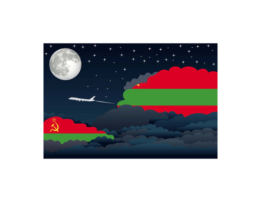 Transnistria Flags Night Clouds Canvas Print Framed