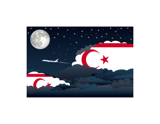 Turkish Republic of Northern Cyprus Flags Night Clouds Canvas Print Framed