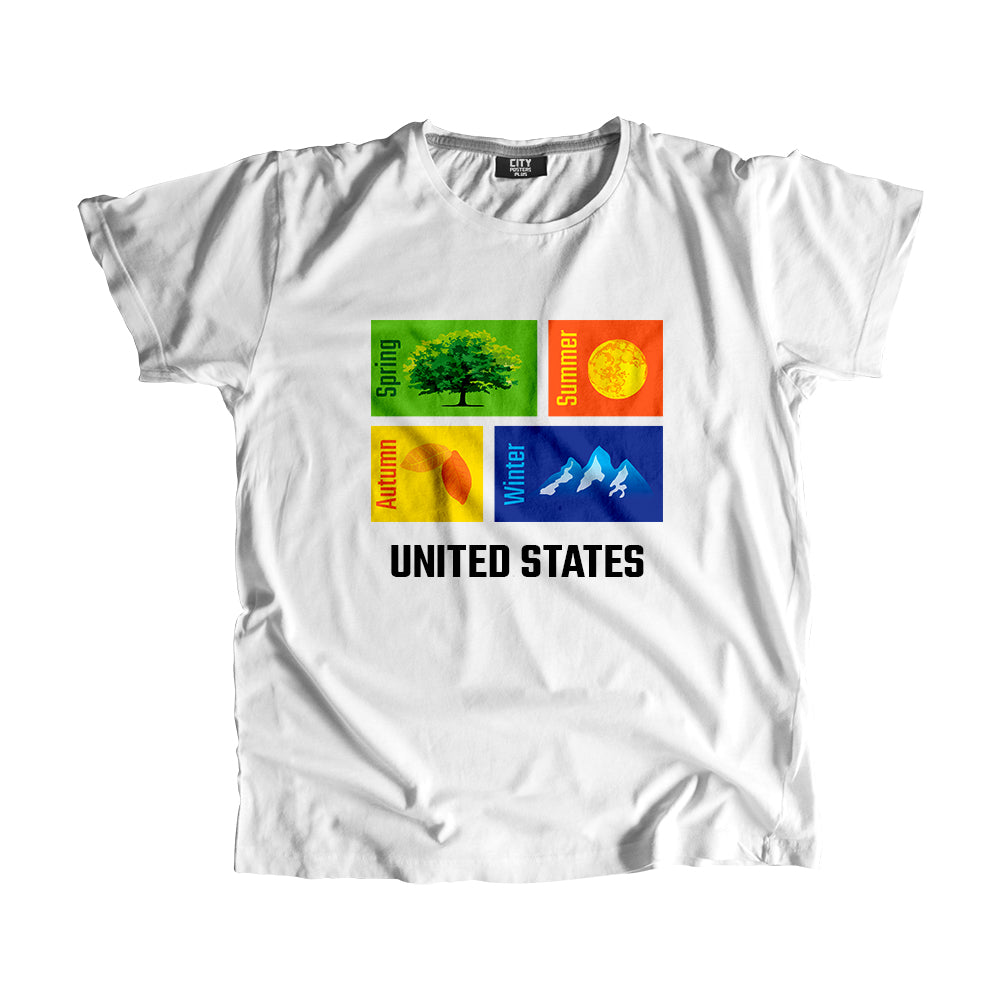 UNITED STATES Seasons Unisex T-Shirt (White)