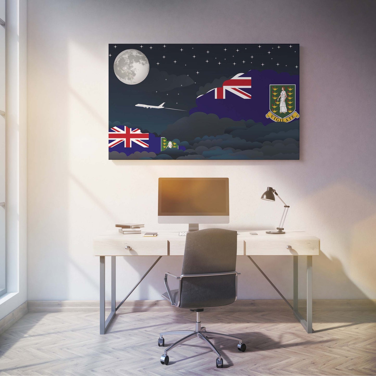 Virgin Islands - UK Flags Night Clouds Canvas Print Framed