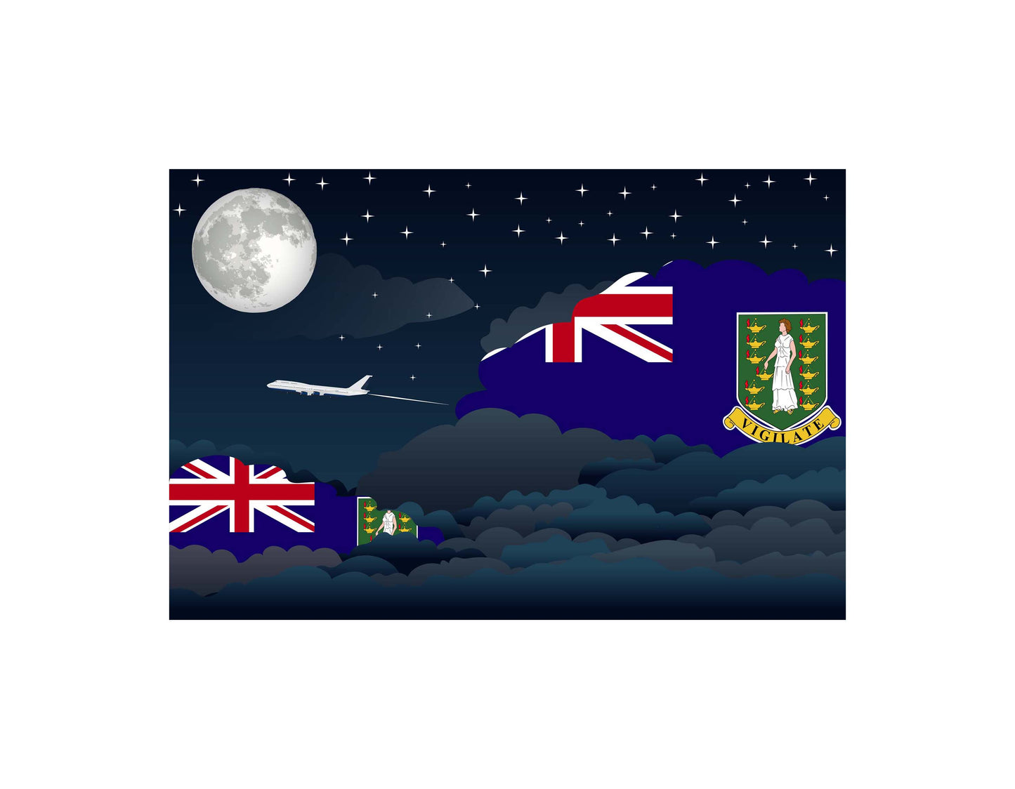 Virgin Islands - UK Flags Night Clouds Canvas Print Framed