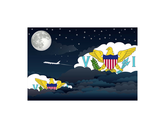 Virgin Islands - US Flags Night Clouds Canvas Print Framed