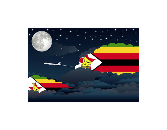 Zimbabwe Flags Night Clouds Canvas Print Framed
